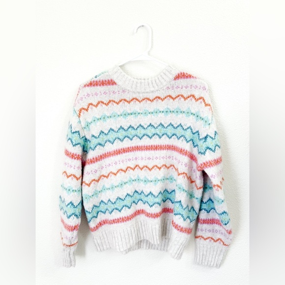 American Eagle Outfitters Rainbow Oversized Fair Isle Crewneck Sweater Size S - Picture 2 of 9
